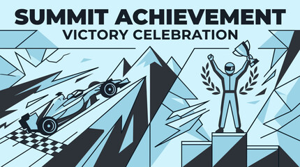 Obraz premium Summit Achievement Victory Celebration Motor Racing Illustration