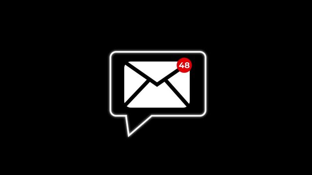 New Email notification icon with unread messages alert animation, Animated of a person receiving new message notification count animation. 48 Notification