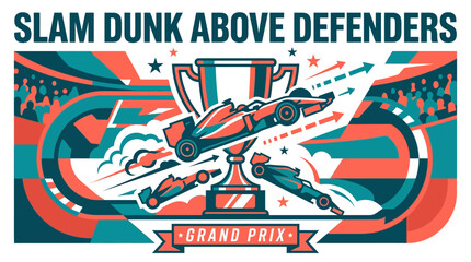 Obraz premium High Octane Grand Prix Racing Victory Celebration Abstract Art