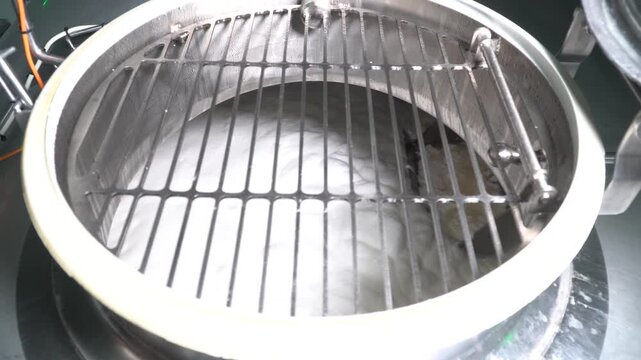 Interior view of a professional industrial tank for curd production