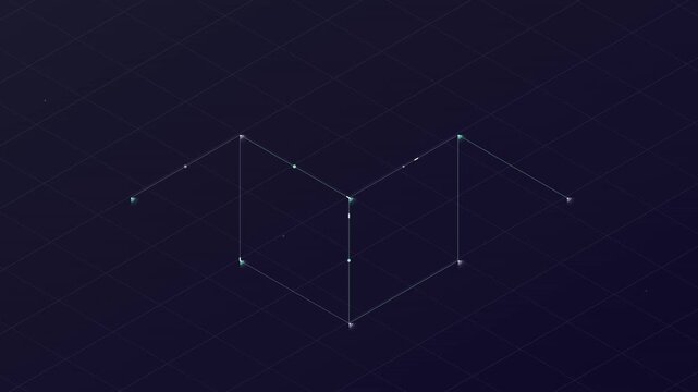 isometric neural network data flow pastel theme