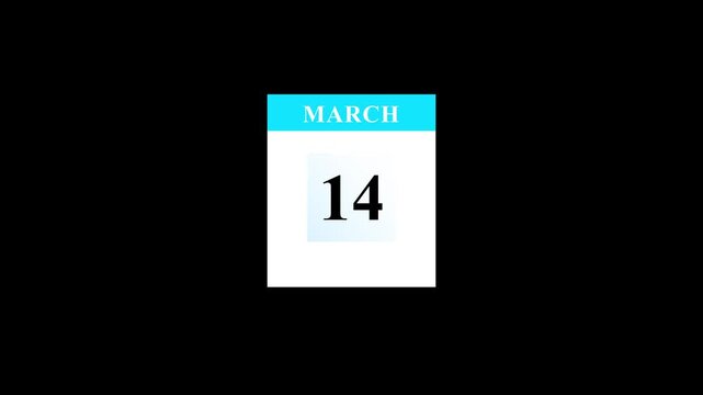 March 14 Calendar Date Animation Pi Day Math Concept Clean Design