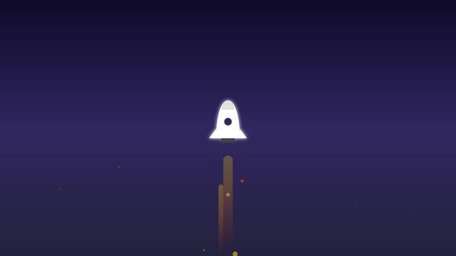 launching rocket icon with orange fire trail background