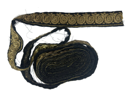 Traditional black and gold zari embroidered lace ribbon roll for ethnic wear