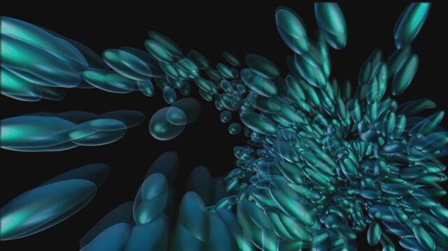 Abstract 3D Background with Floating Cyan and Teal Ellipsoid Shapes