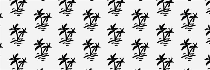 Fototapeta premium Minimalist black and white palm tree seamless pattern background vector illustration