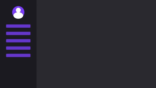 Minimalist user profile sidebar interface animation with animated loading lines for modern web and mobile app ui 4k
