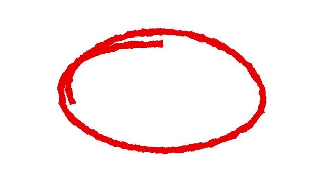 Hand-drawn red circle brush stroke highlight marker for presentation, Hand Drawn Oval Highlight Effect, 4k circle animation, circle hand-drawn graphic vignetting animation drawing isolated. 4k