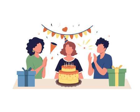 Friends Celebrating Birthday Party