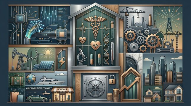 Industrial and economic sectors conceptual infographic