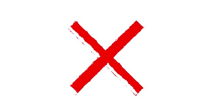 Hand drawing red cross symbol animation. cancel icon. Cross mark ban, prohibition sign concept. 4k