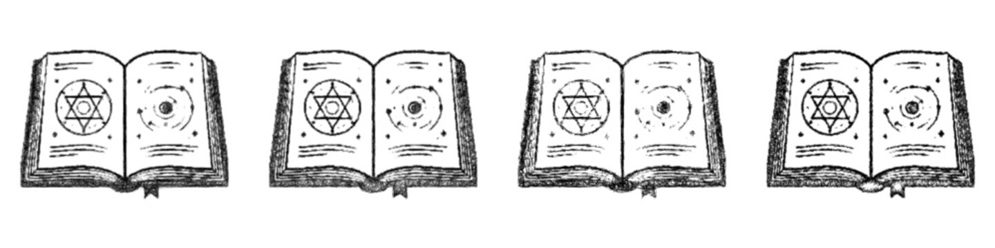 Sketch open spell book icon design set