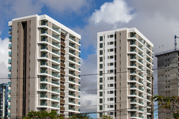 Naklejka premium Residential buildings under construction in the finishing stage