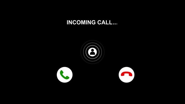 Incoming call ring icon background with user icon animated. Accept and Decline Option. 4k