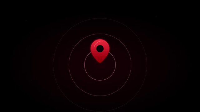 location map pin icon with expanding radar rings