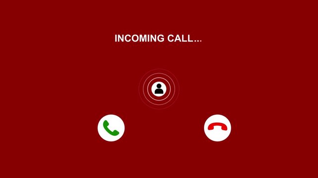 Incoming call ring icon background with user icon animated. Accept and Decline Option. 4k