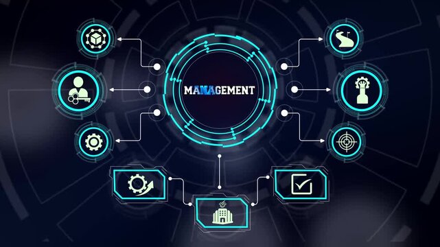 Modern business presentation showing resource management workflows along with protected server connection path graphics