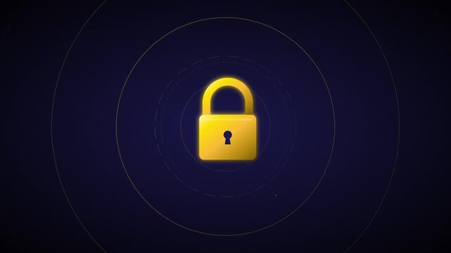 locked padlock privacy icon with golden security rays