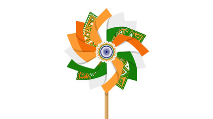 Decorative tricolor pinwheel with floral and geometric patterns