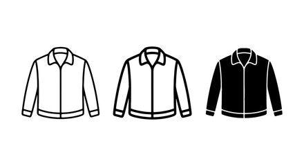 Vector Jacket Icons Set: Black, White, Outline Styles for Fashion and Apparel Design © Mim
