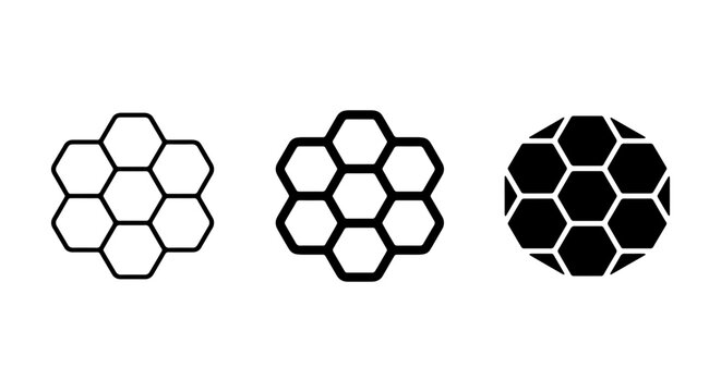 Hexagonal Grid Vector Icons, Geometric Patterns, Honeycomb Shapes, Clean Design Elements