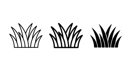 Grass Clumps Vector Icons: Simple Greenery Elements for Nature and Garden Designs © Mim