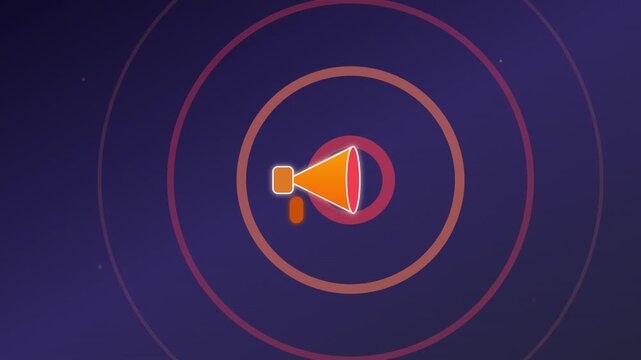 Loud Megaphone Alert Icon With Expanding Orange Blast Waves