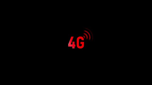 4 g network signal animation with pulsing red waves for digital connectivity and mobile technology concepts
