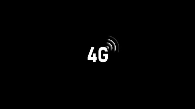 4 g network signal animation with pulsing connectivity waves on black background, connection internet