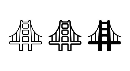 Golden Gate Bridge Icons, San Francisco Landmark Vector Set, Architectural Structure Symbols © Adiba