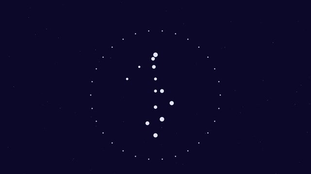 Minimalist digital countdown timer with pulsing animation 4k white dots on dark background, motion abstract