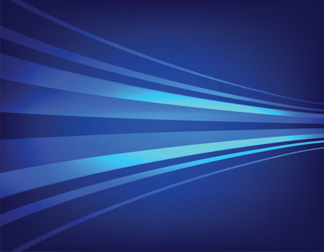 Vector Abstract, science, futuristic, energy technology concept. Digital image of light rays, stripes lines with blue light, speed and motion blur over dark blue background