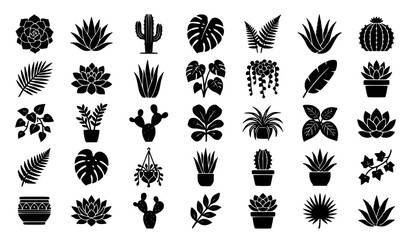 Minimal Succulent and Botanical Leaf Silhouette Icons © MdMiraz