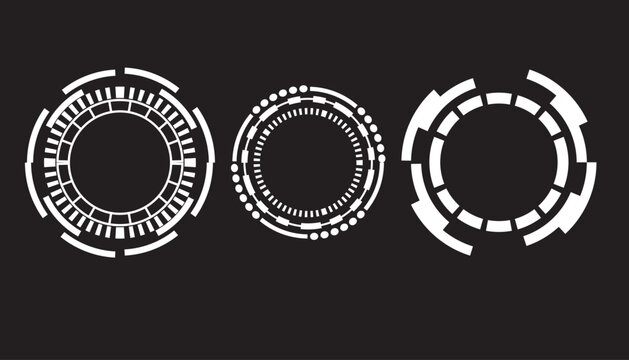 Sci fi HUD circle elements vector set for futuristic user interface
