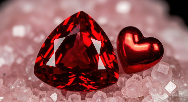 Red Gemstone with Sparkling Crystals