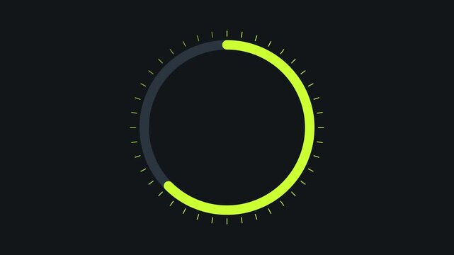 Minimalist neon green circular progress bar loading animation on dark 4k background, circle