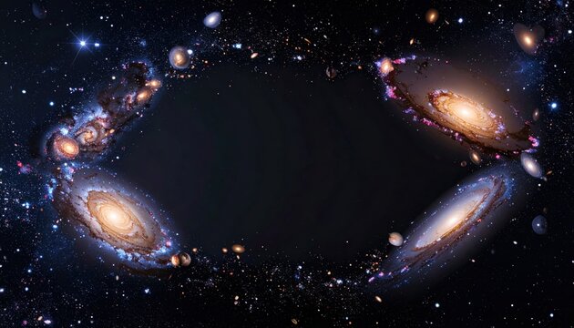 Cosmic Ring of Spiraling Galaxies Orbiting a Dark Center.