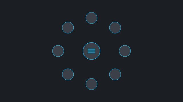 Minimalist ui menu animation with circular navigation layout for digital interface 4k