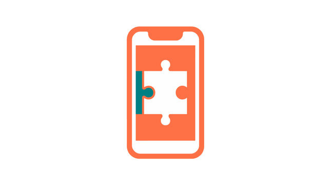  No-code app builder puzzle flat icon, software development symbol