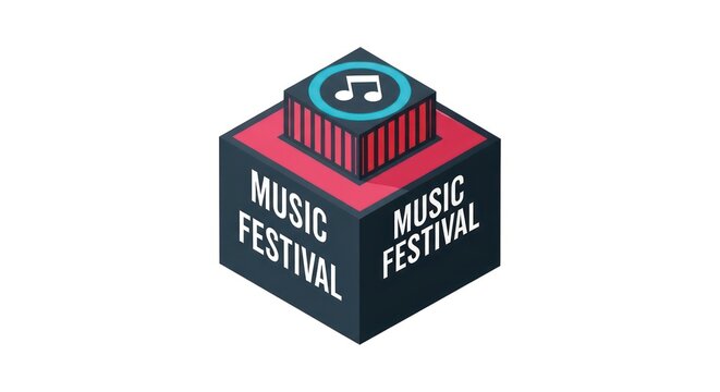 Music festival logo with musical note.