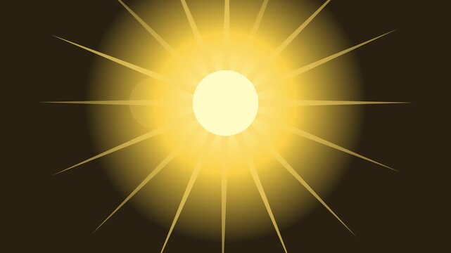 Radiant golden sun burst animation 4k background, with glowing light, rays and lens, flare effect