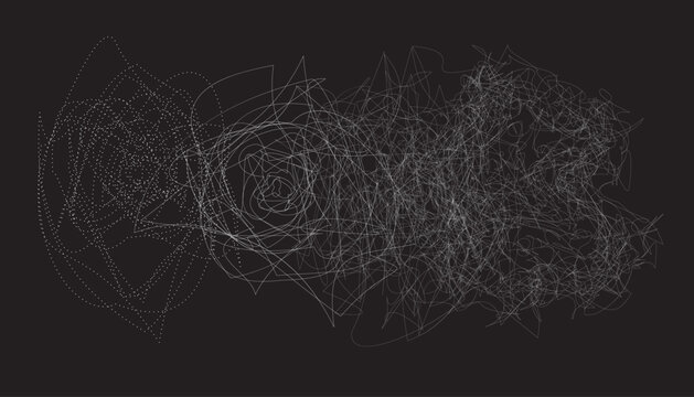 Abstract messy scribble lines background on dark backdrop