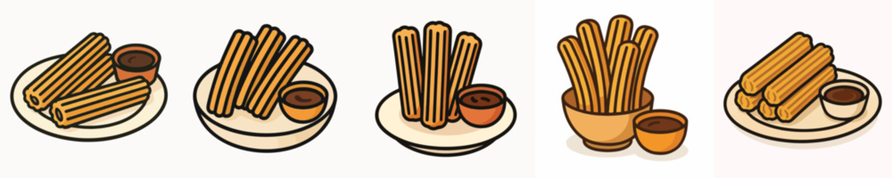 Set of delicious churros food vectors