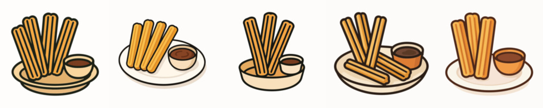Set of delicious churros food vectors