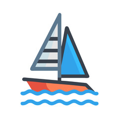 Sailing boat graphic on water, flat design icon © Sharuzzaman