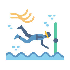 Scuba Diver Icon Exploring Ocean with Underwater Landmark © Sharuzzaman