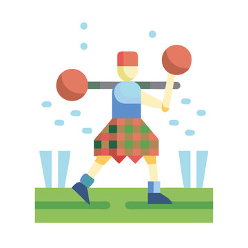 Flat vector illustration: Highland Games hammer throw event