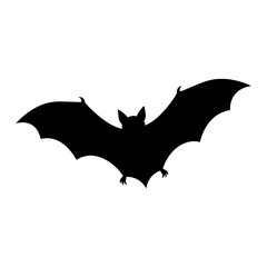 Fototapeta premium Black bat silhouette, flying mammal icon, Halloween symbol, wildlife illustration isolated on White Background halloween