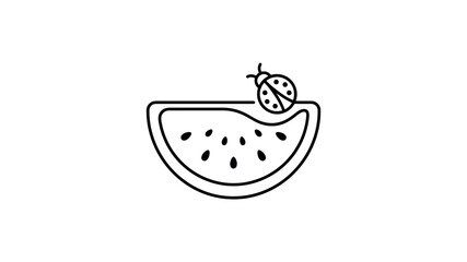 Watermelon slice with ladybug on top. © Damara