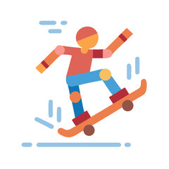 Skateboarding Trick Flat Illustration Isolated on Black Background © Sharuzzaman